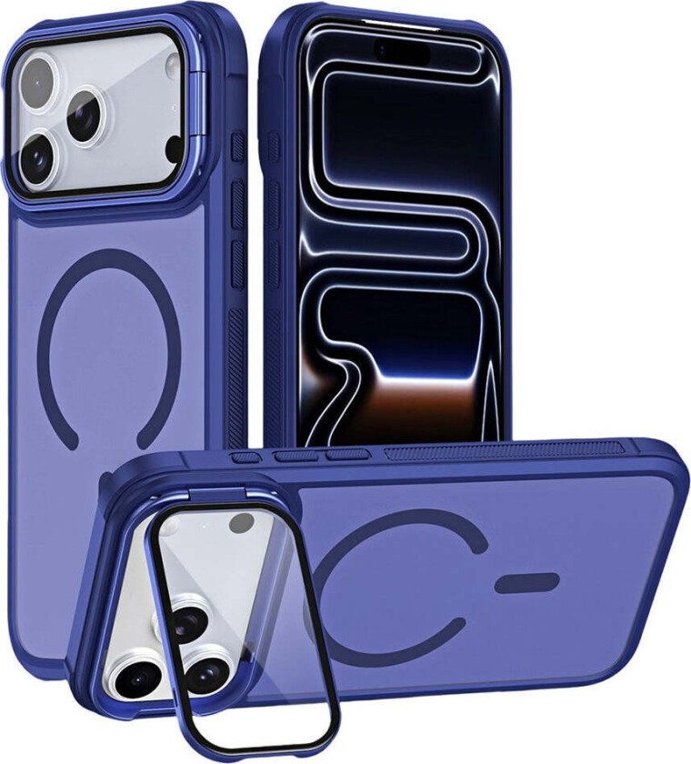 iPhone 18 Pro / 17 Pro EIDERWOOD Hybrid Plast Deksel m. Kamera Deksel & Stativfunksjon - MagSafe Kompatibel - Blå