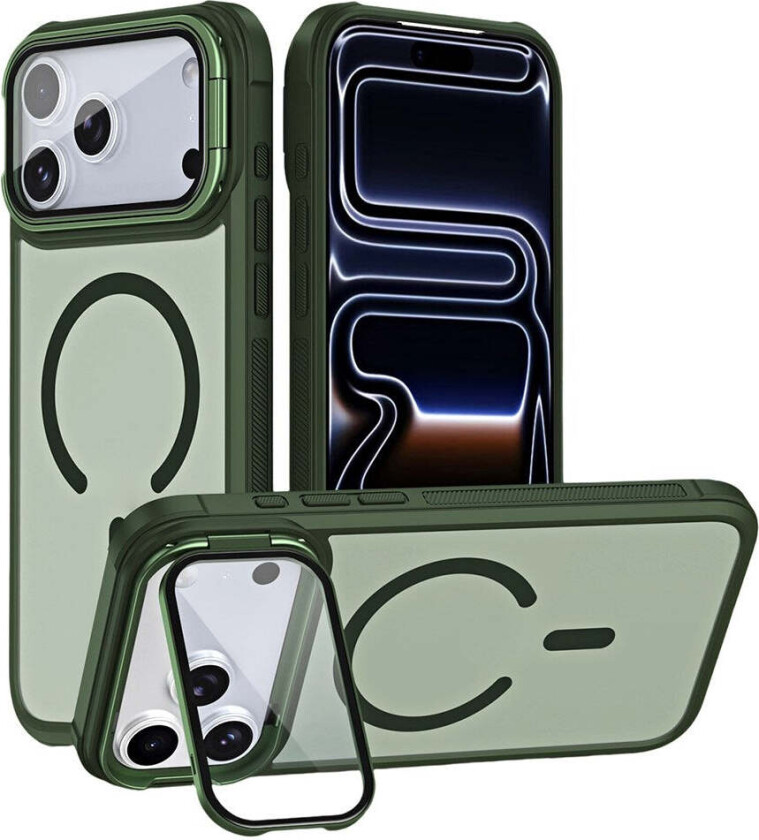 iPhone 18 Pro / 17 Pro EIDERWOOD Hybrid Plast Deksel m. Kamera Deksel & Stativfunksjon - MagSafe Kompatibel - Grønn