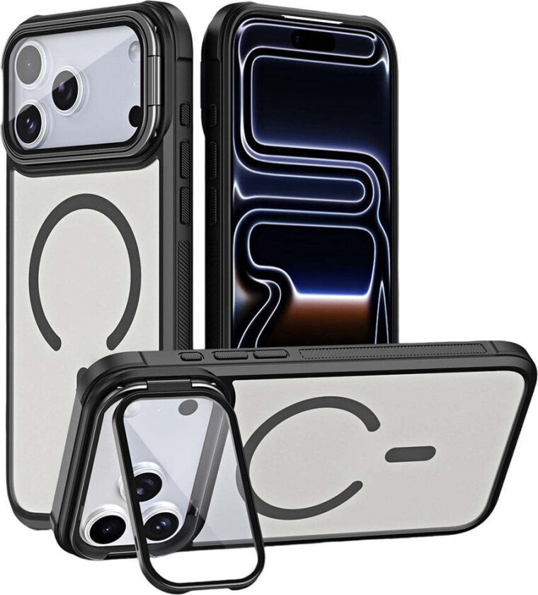iPhone 18 Pro / 17 Pro EIDERWOOD Hybrid Plast Deksel m. Kamera Deksel & Stativfunksjon - MagSafe Kompatibel - Svart