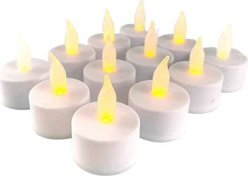 LED-Telys - 12 stk. - ø3,5 x 5 cm - Hvit eller Rød