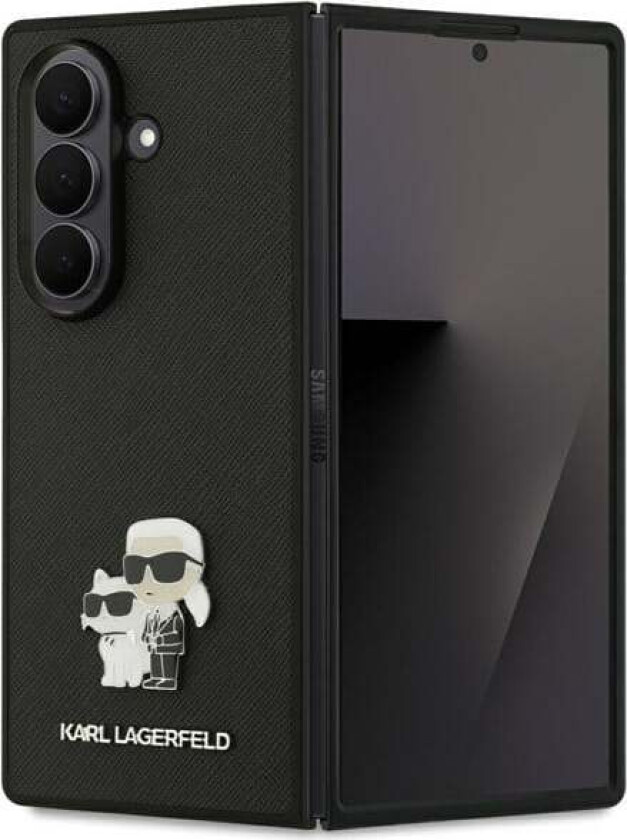 Saffiano Karl&Choupette Pin Case for Samsung Galaxy Z Fold7 - Black