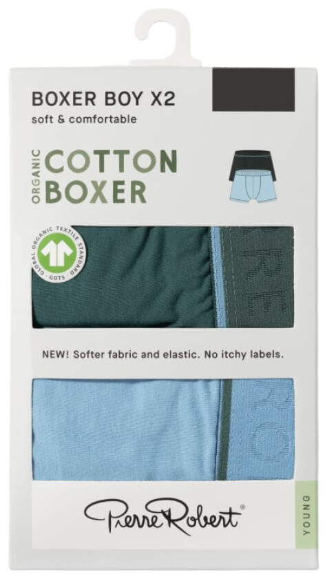 Bilde av Boxer Cotton Boy Pine-Iceblue 146-152