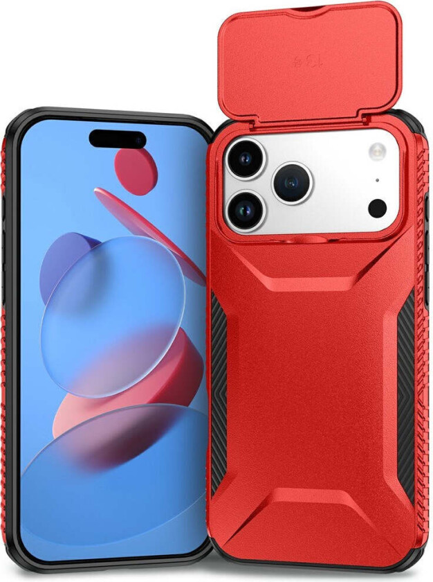 iPhone 18 Pro Max / 17 Pro Max EIDERWOOD Hybrid Plast Deksel m. Cam Slider - Rød
