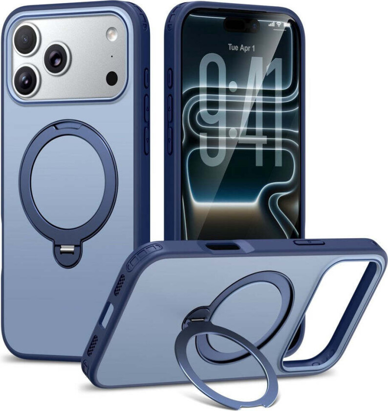 iPhone 18 Pro / 17 Pro EIDERWOOD Hybrid Plast Deksel m. Roterende Kickstand - MagSafe Kompatibel - Blå