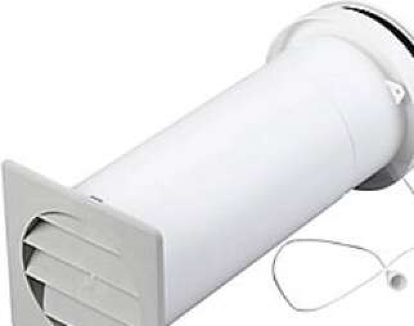 Bilde av friskluftventil komplett med veggventil m/lydisolering & trekksnor - Ø105 mm.