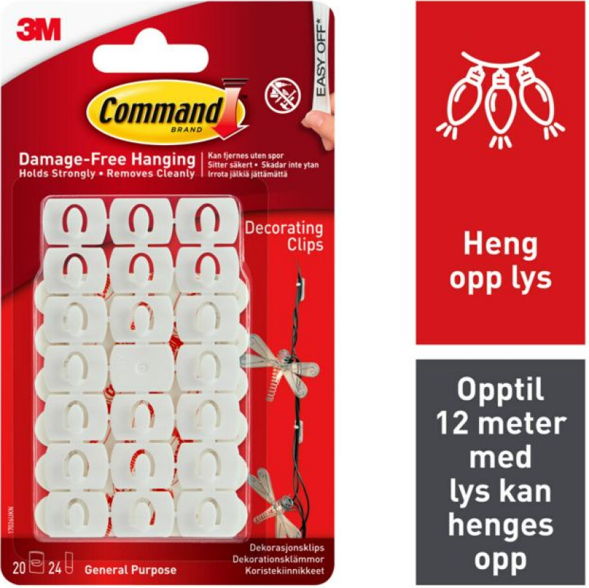 Command™ dekorklips 17026, 20 klyper + 24 strips