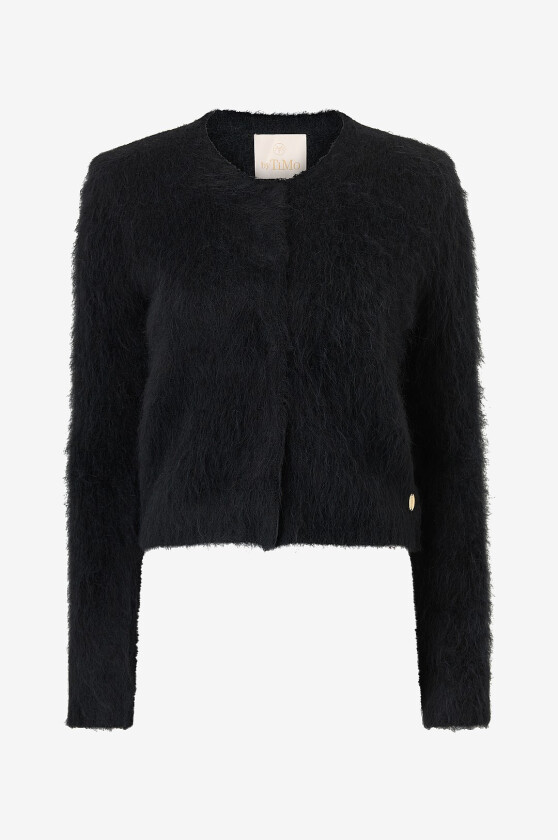 Kardigan Hairy Knit Jacket - Svart
