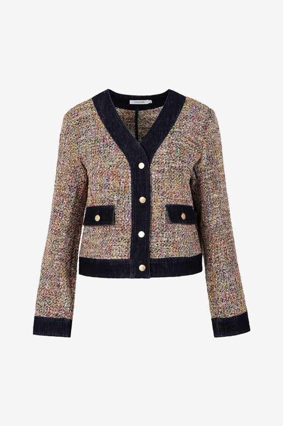 Kardigan Bouchlé jacket with denim details - Brun