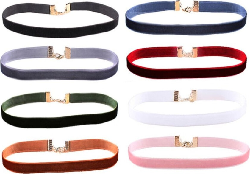 8-pack trendy choker halskjede fløyel stoff fløyel