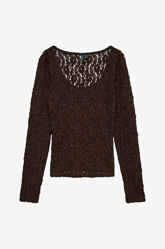 Topp Vmflora Ls 2-Way Lace Top Jrs - Brun