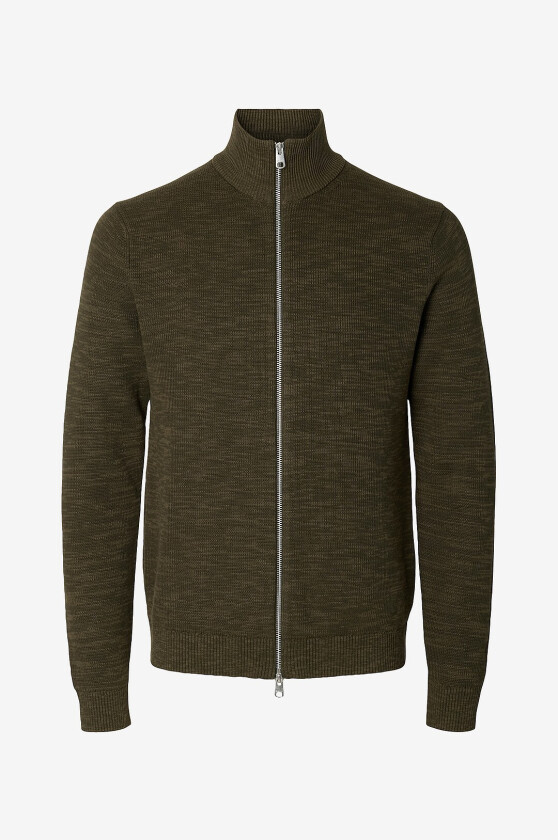 Kardigan Slhdane LS Knit Structure Full Zip - Grønn