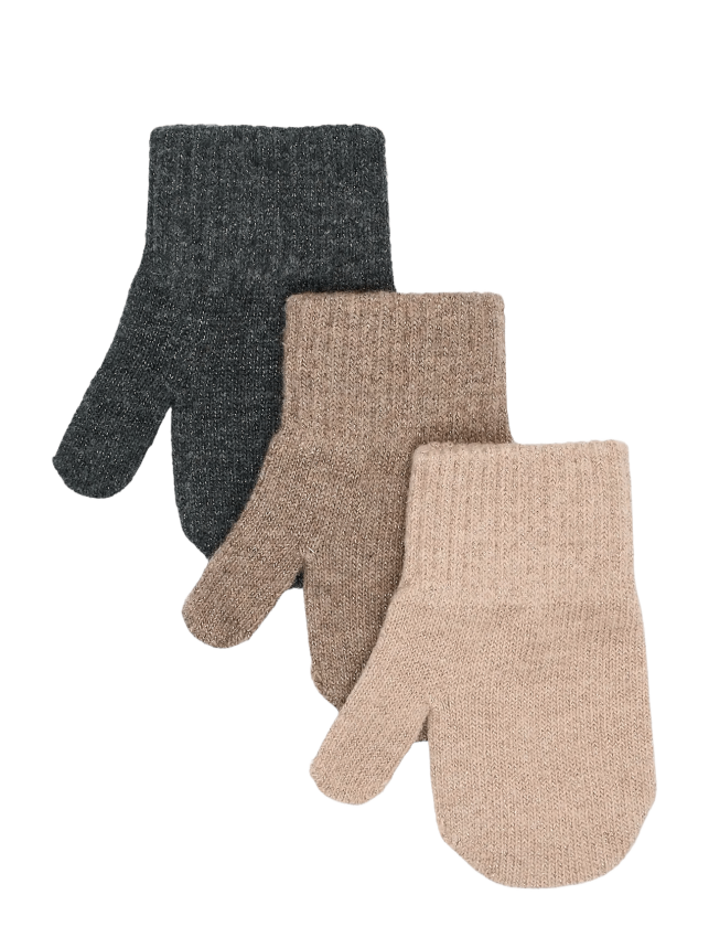 Magic Mittens 3 Pack W. Lurex - Beige - 0-2Y