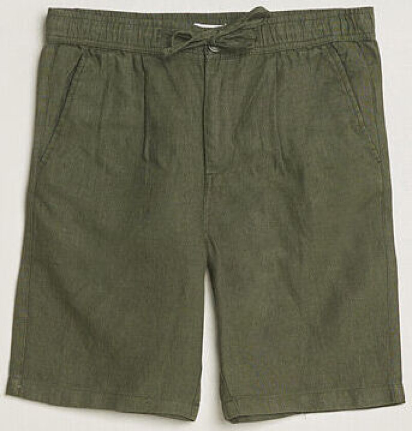 Loose Linen Shorts Burned Olive