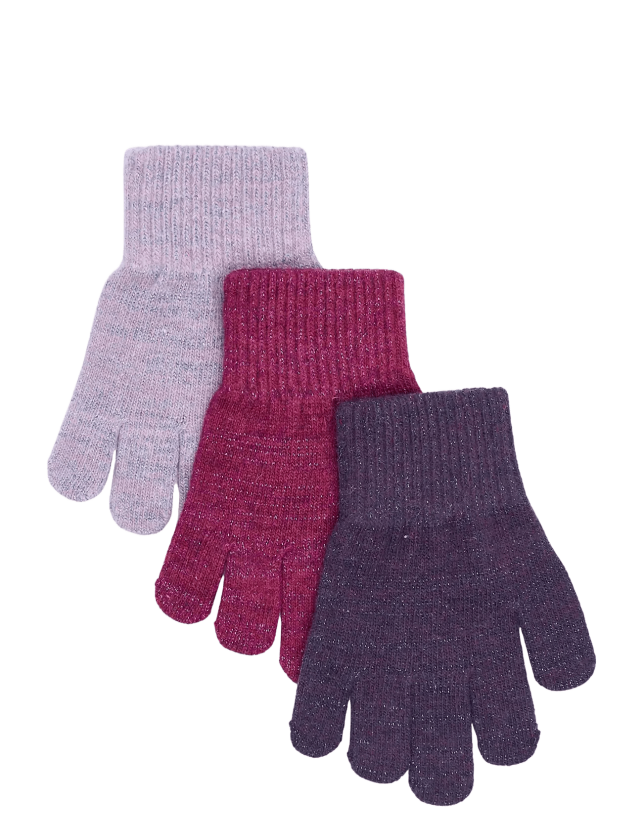 Magic Gloves 3 Pack W. Lurex - Purple - 1-3Y