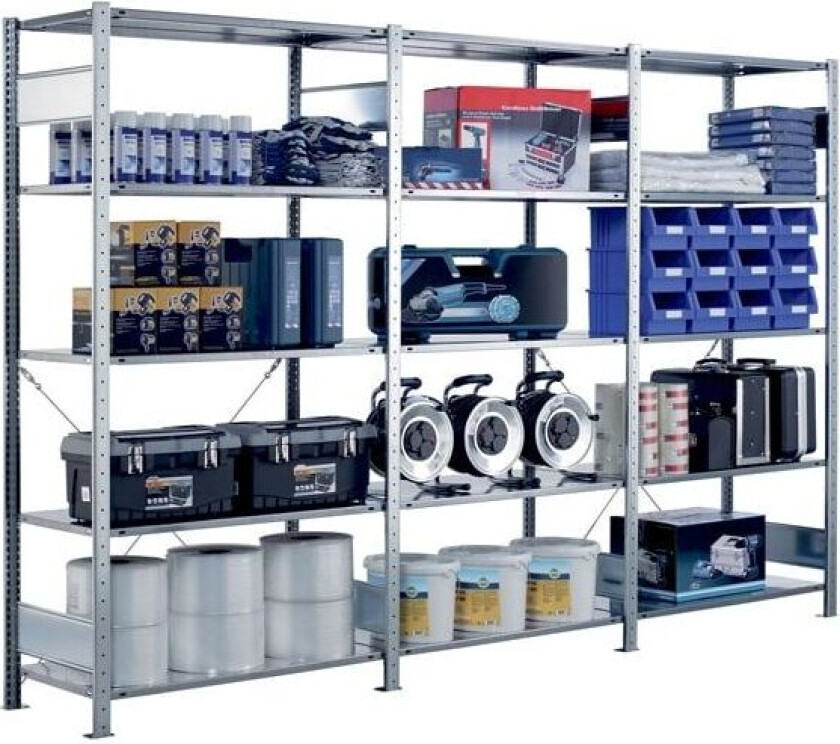 Bilde av Schulte Lagertechnik Startsektion Boltless lagerreol, rygkryds 2000x750x300 150 kg/hylde