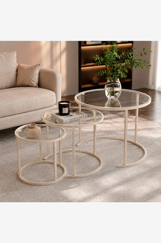 Salongbordssett Lumola, Beige