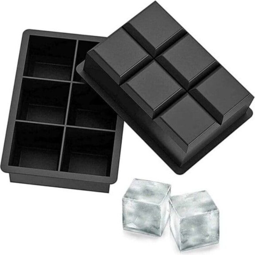 Cube 2 -pakke med isform silikon - 6 store isbiter