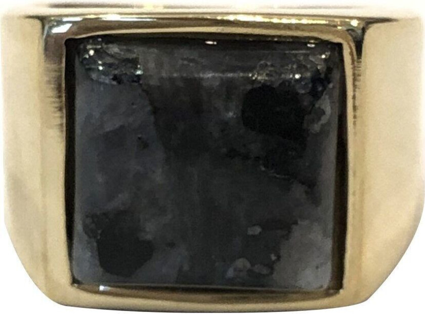 DARK Signet Ring Gold With Grey Marble Size 2