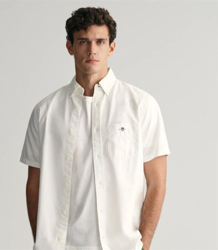 Gant Oxford Short Sleeve Shirt - White Hvit L