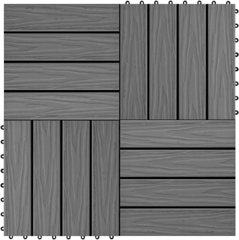Terrassebord 11 stk dyppreget WPC 30x30 cm 1 kvm grå