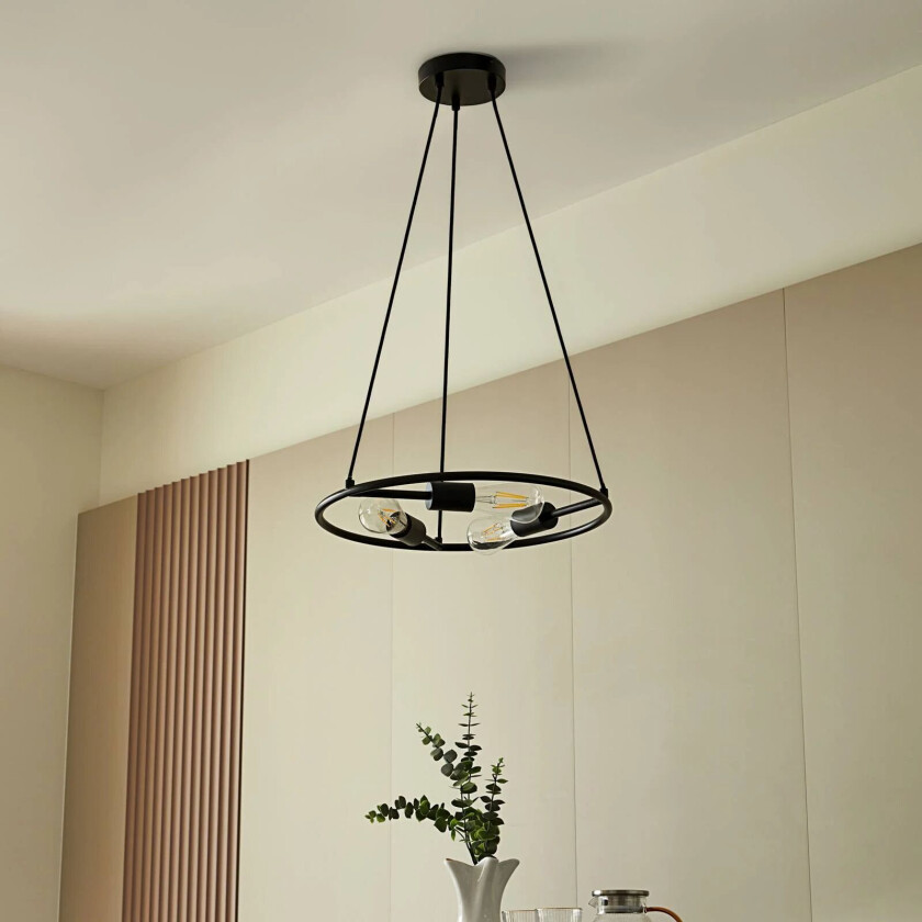 Linnard hengelampe av jern, 3 lyskilder