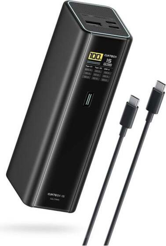 PB200U Powerbank 210W 20000mAh 2x USB-C + USB-A with TFT display and 240W USB-C cable - black - 20000 mAh