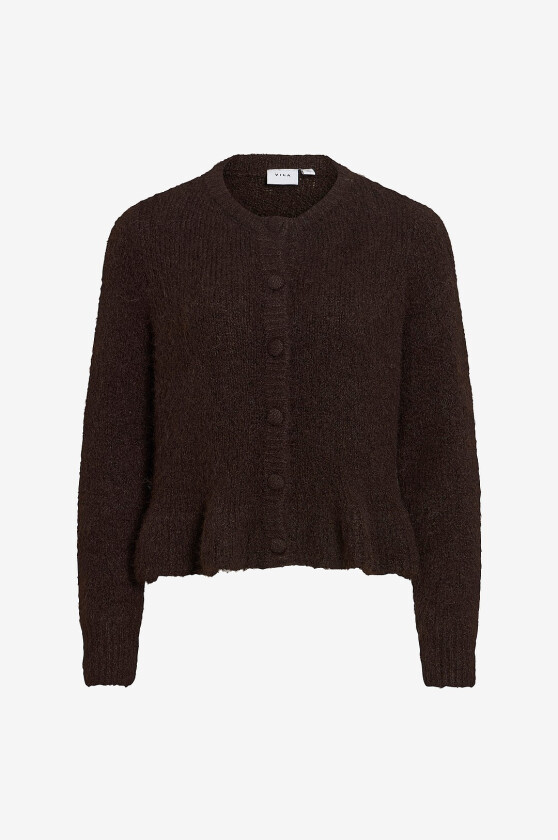 Kardigan Vibows L/S Flounce Knit Cardigan-No - Brun