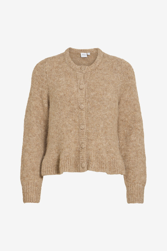 Kardigan Vibows L/S Flounce Knit Cardigan-No - Brun