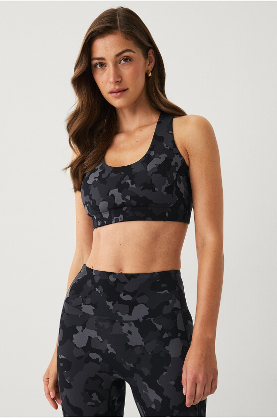 Sports-BH Bra Tank Top Back Printed - Svart