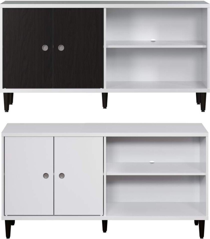 Bilde av Evolution TV-bord 2 dører, 2 rom hvit, svart.