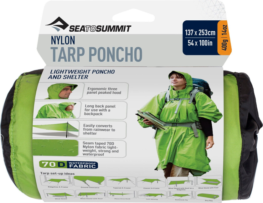 Sea To Summit Nylon Tarp Poncho OneSize, Green