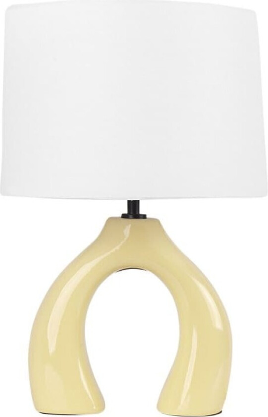 Bordlampe Gul Keramikk Lampeskjerm i lin Minimalistisk design Belysning Dekorativ Nattlampe