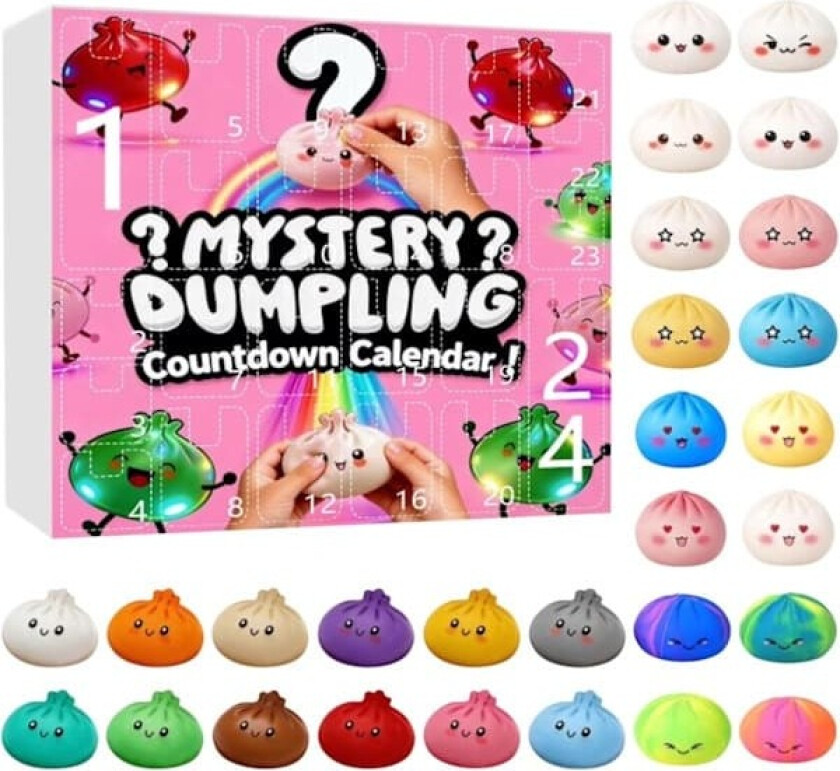 Squishy Dumpling Mystery Adventskalender Dumpling Squishies Mysterieboks med 24 STK/8 STK Tilfeldige Overraskelses-Squishies for Angstlindring Hånd