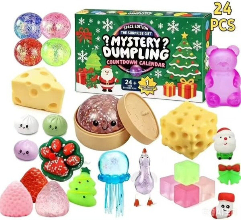 2026 Ny Squishy Bao Bun Adventskalender, 24-dagers nedtelling blindboks, Myk stressavlastende leketøysgave 1