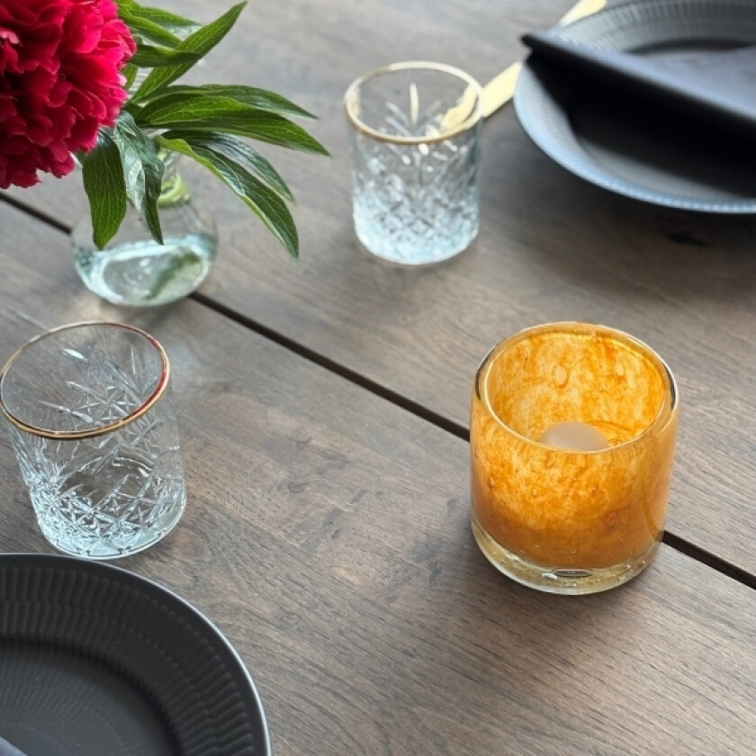 Securit® sett 12 stk. AYLA glasholdere og LED telys, oransje/farget lys