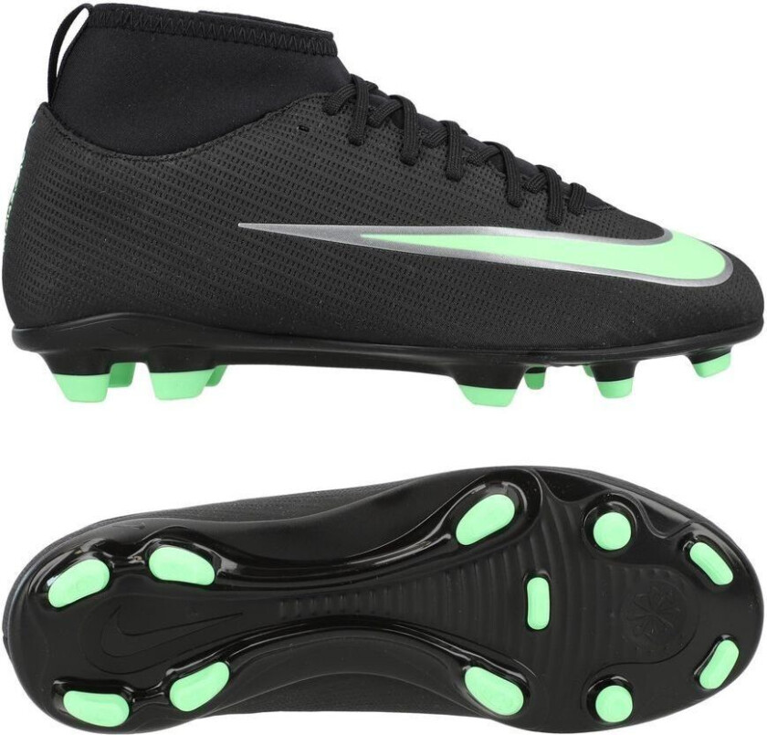 Mercurial Superfly 11 Club Mg Shadow - Svart/illusion Green Barn, størrelse 38½