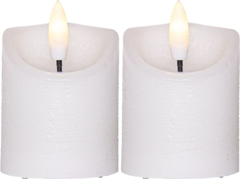 LED Kubbelys Flamme Rustic 2-pack 7,5cm med Timer