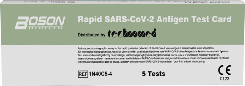 - 5 x Rapid SARS-CoV-2 Antigen Test Card