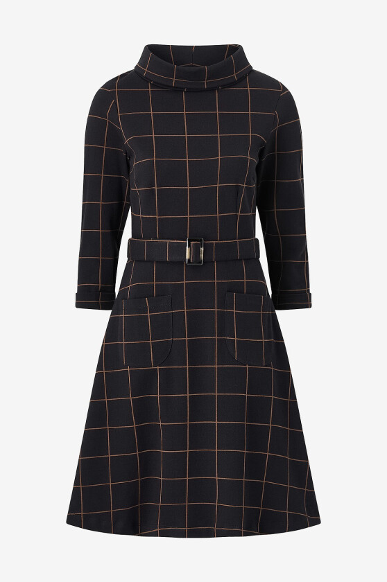 Kjole Kim Dress Check - Svart