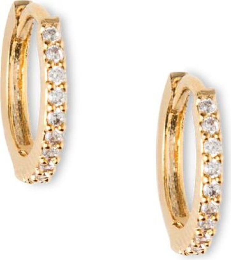 Mini Pave Huggie Hoop Earrings - Gold One Size