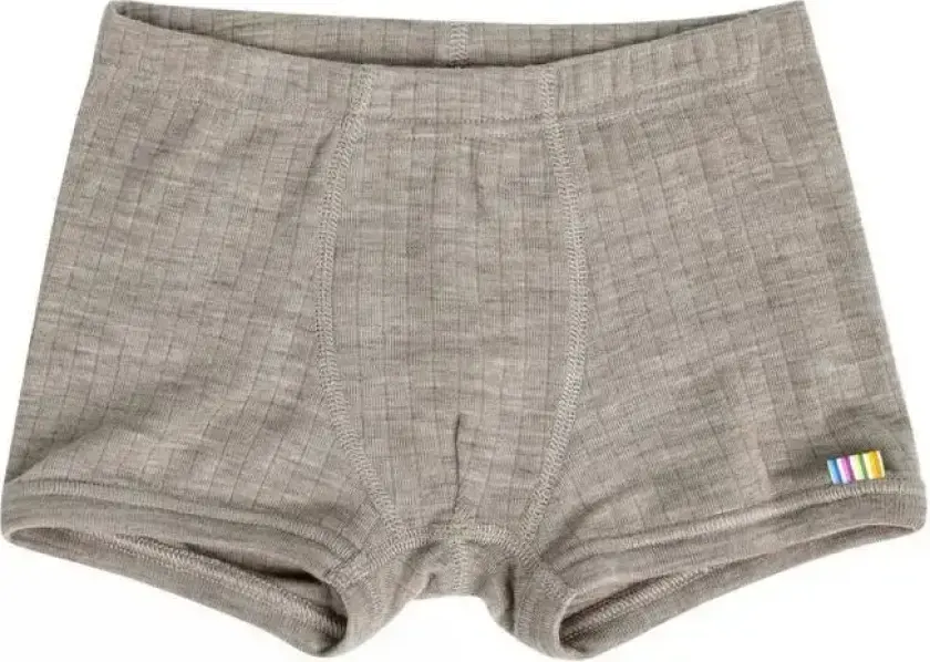 Boxer shorts i brun ullribbe | Joha | Barn | Sesame Mel | 100% Merino Ull til