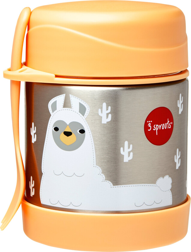 - Stainless Steel Food Jar and Spork - Peach Llama