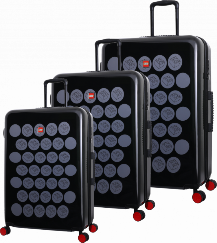 - ColourBox Brick Dots Trolley / koffert-sett - 3 deler - svart/grå