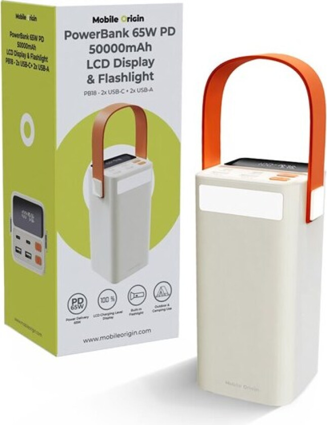 PB18 PowerBank 65W PD LCD Display & Flashlight - 50000 mAh