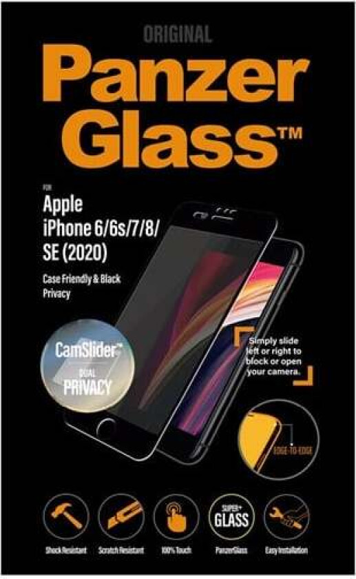 CamSlider Screen Protector Apple iPhone 8 | 7 | 6s | 6 | SE (2020/2022) | Embellished with crystals from Swarovski | Edge-to-Edge