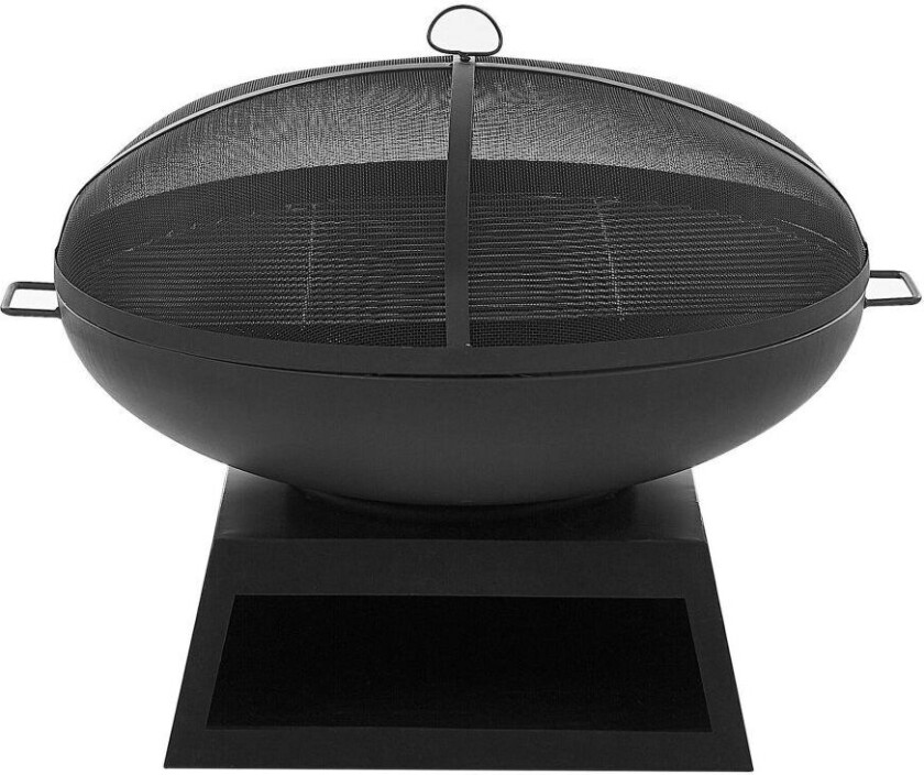 Utendørs Bålpanne med Svart Stålbase Rund Topp Grill Ildsted