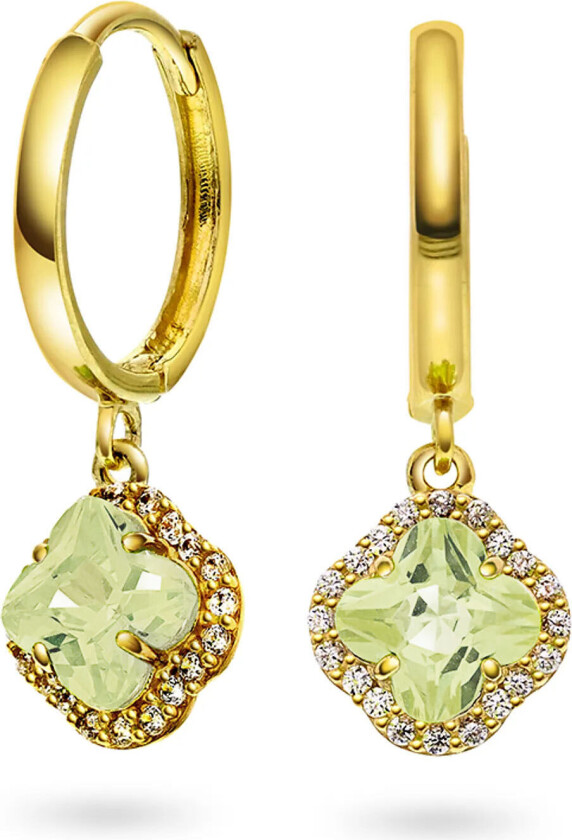 , Øreringer i 585 gult gull med zirkonia