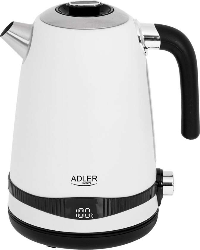 AD 1295w, 1,7 l, 2200 W, Sort, Hvit, Rustfritt stål, Justerbar termostat, Vannivåindikator