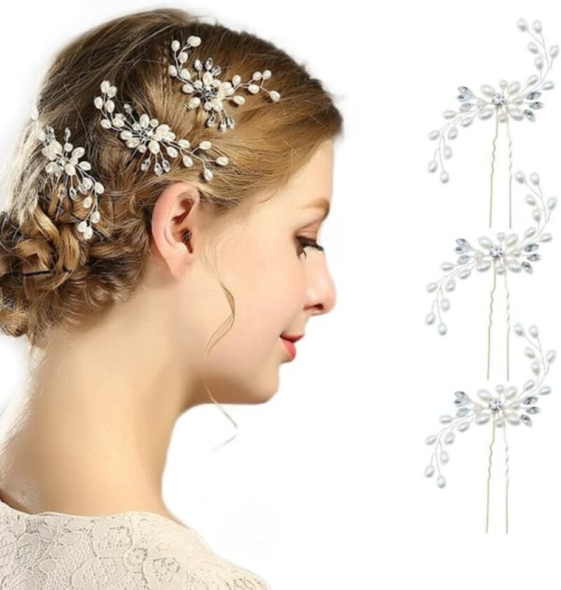 Hårnåler til brud - 3 stk. Mote Retro Elegant Dame Perle Rhinestone Hårtilbehør for Bryllup Brudesmykker Brudehårtilbehør Hodeplagg