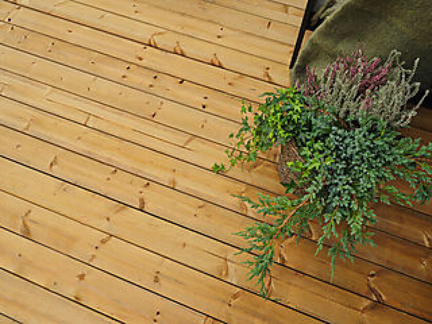 Terrassebord royalimpregnert natur furu rillet 28x120 mm
